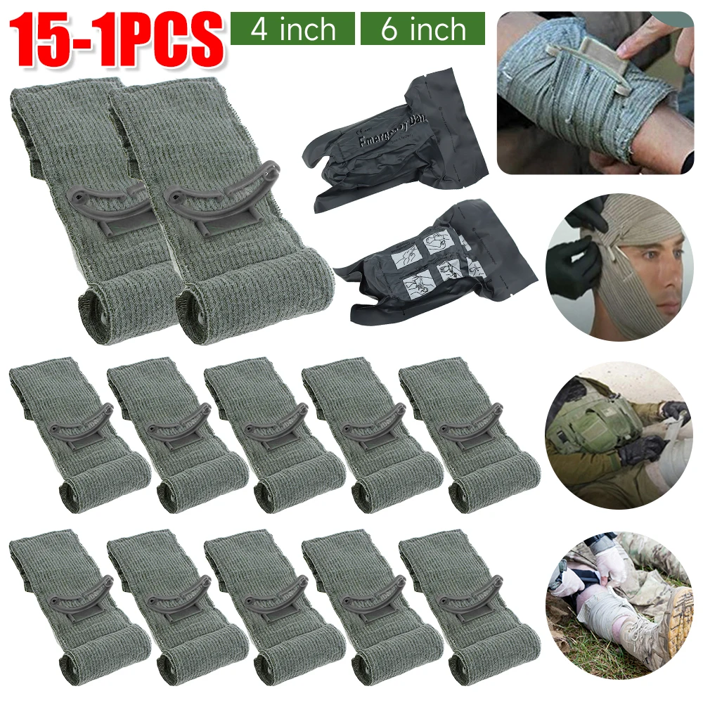 

1-15PCS Israel Bandage 4/6inch Traumatic Hemostatic Bandage For Outdoor Survival First Aid Tactical Emergency Camping Trauma Kit