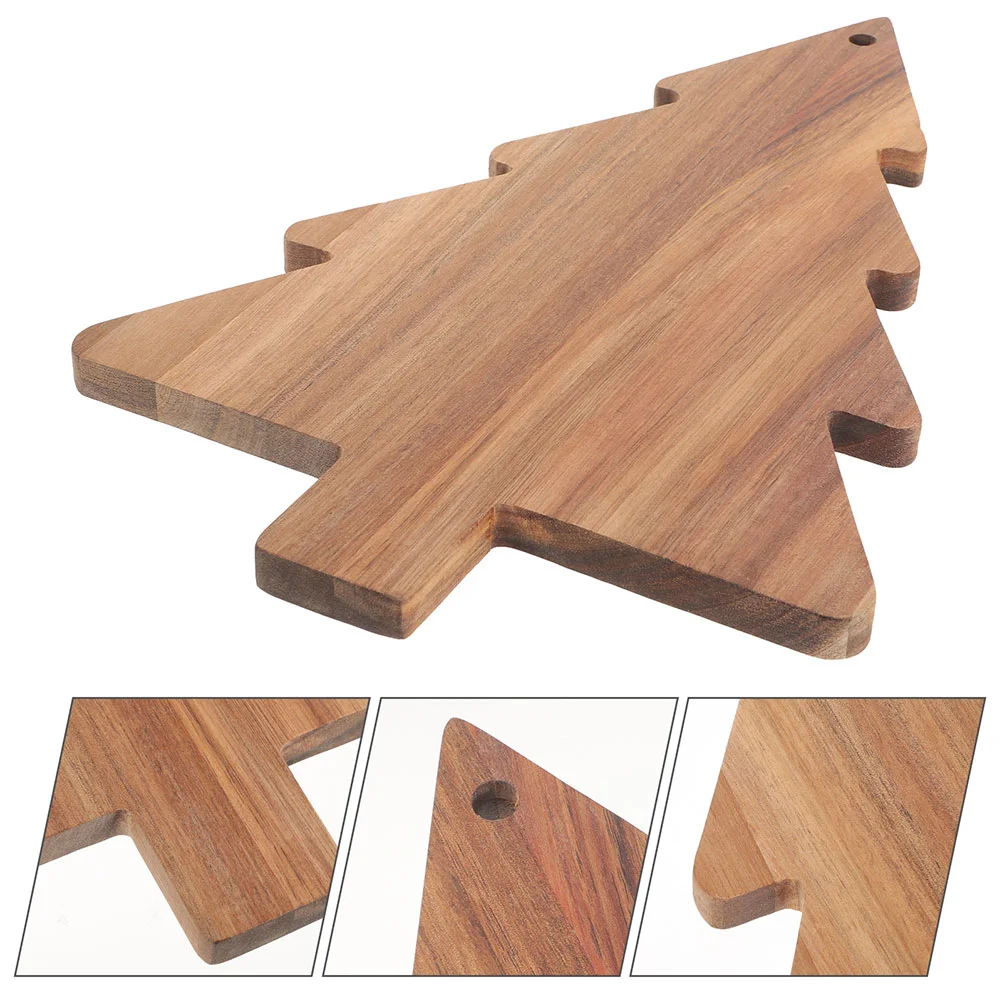 2 Pcs Platters Christmas Tree Cutting Board Pizza Restaurant Dessert Decorate Serving Light Brown Charcuterie