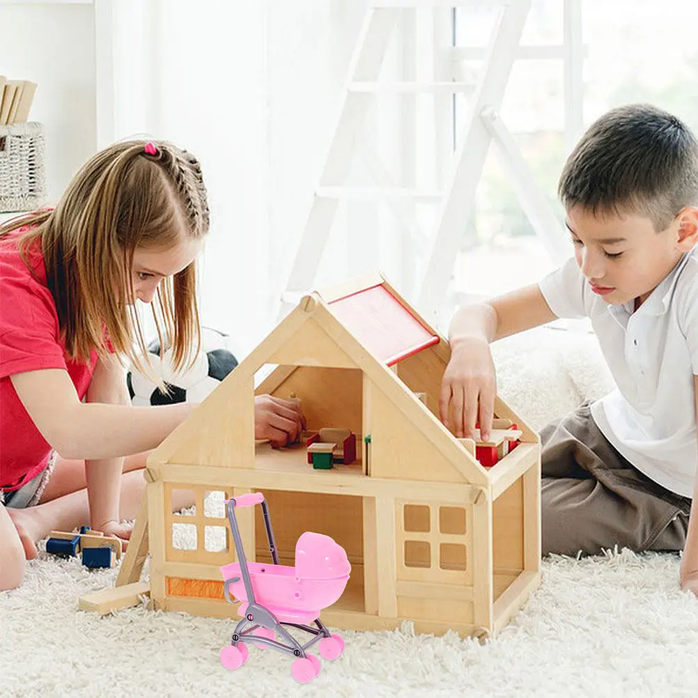 

2Pcs Baby Stroller for 5 Year Old Girls Plastic Lightweight Small Stroller for Home Play Accessory Kids Toys