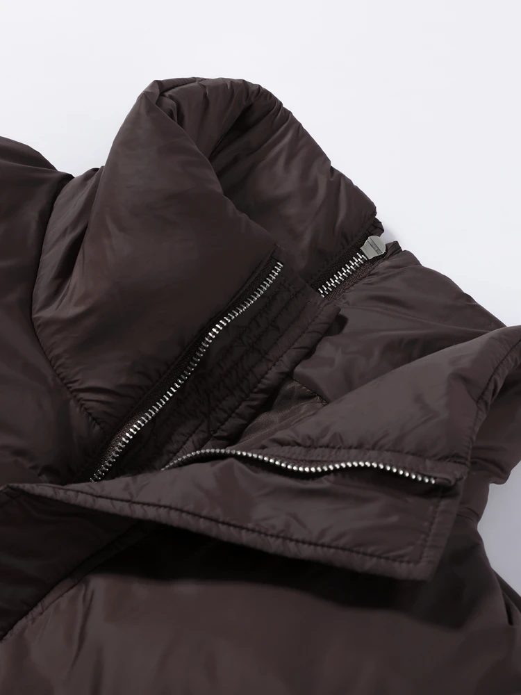 Women's Winter Jacket Hooded Short Top Cropped Drawstring Waist Coat Long Sleeve Warm Oversized Jackets Streetwear Woman Clothes