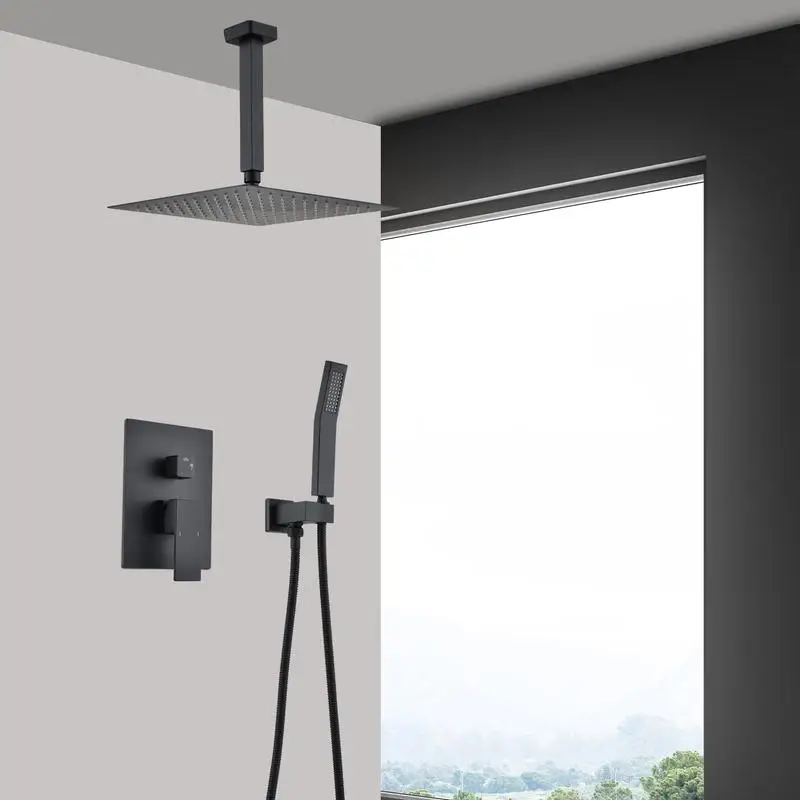 

Ceiling-Mounted Shower Combo Set with Handheld Sprayer and 16-Inch Rain Showerhead, Oil-Rubbed Bronze Finish, Adjustable
