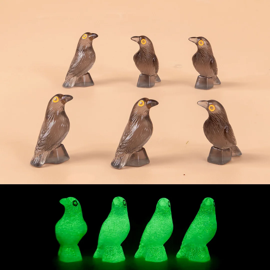 20 قطعة تماثيل الهالوين الراتنج الصغيرة مضيئة مصغرة الغربان الأسود الغراب الراتنج الغربان أرقام للمنزل هالوين المشهد ديكور #1