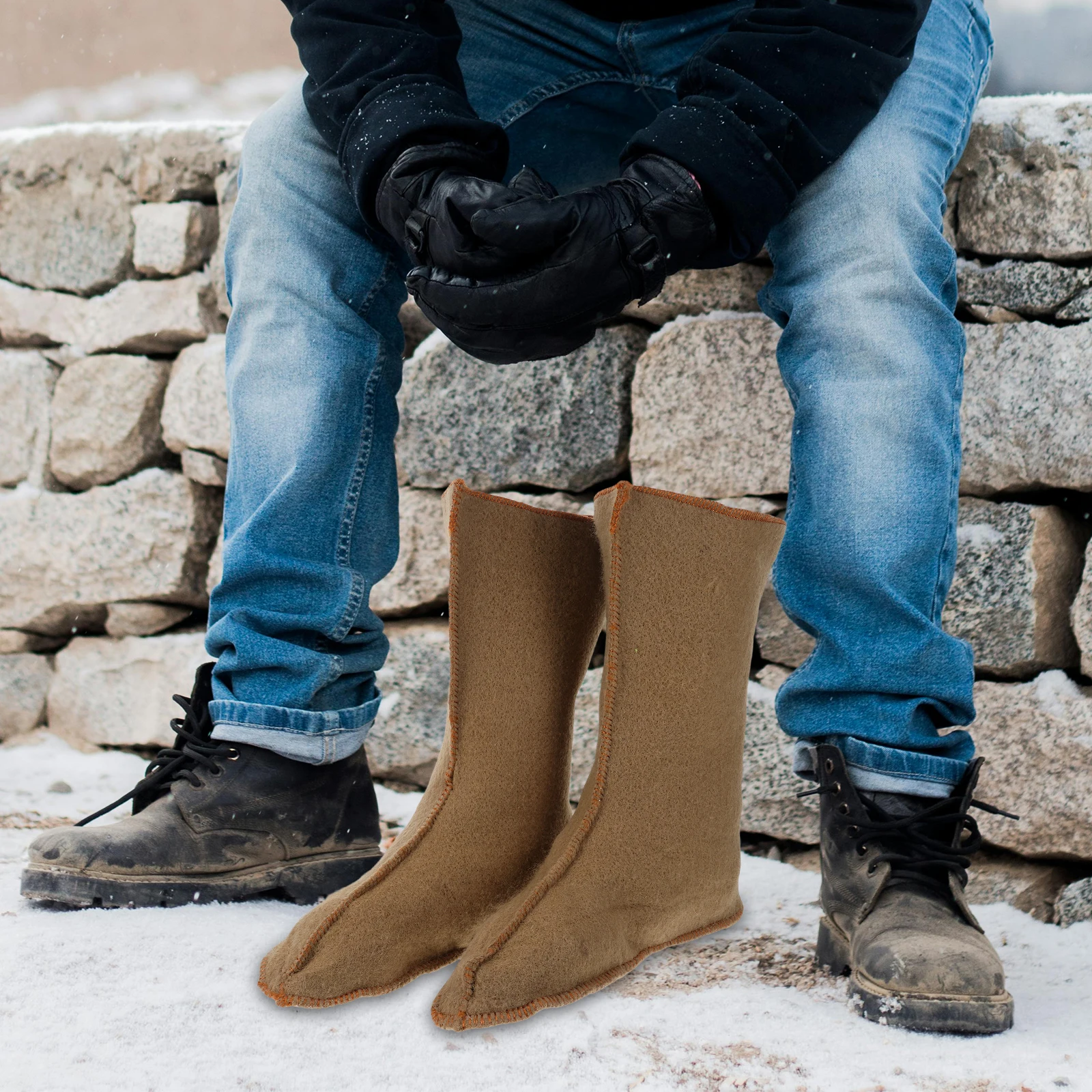 

Warm Snow Boots Men Winter Waterproof Fleece Lined Fishing Hiking Shoes Boot Socks Thermal Liners Outdoor Durability Oxford