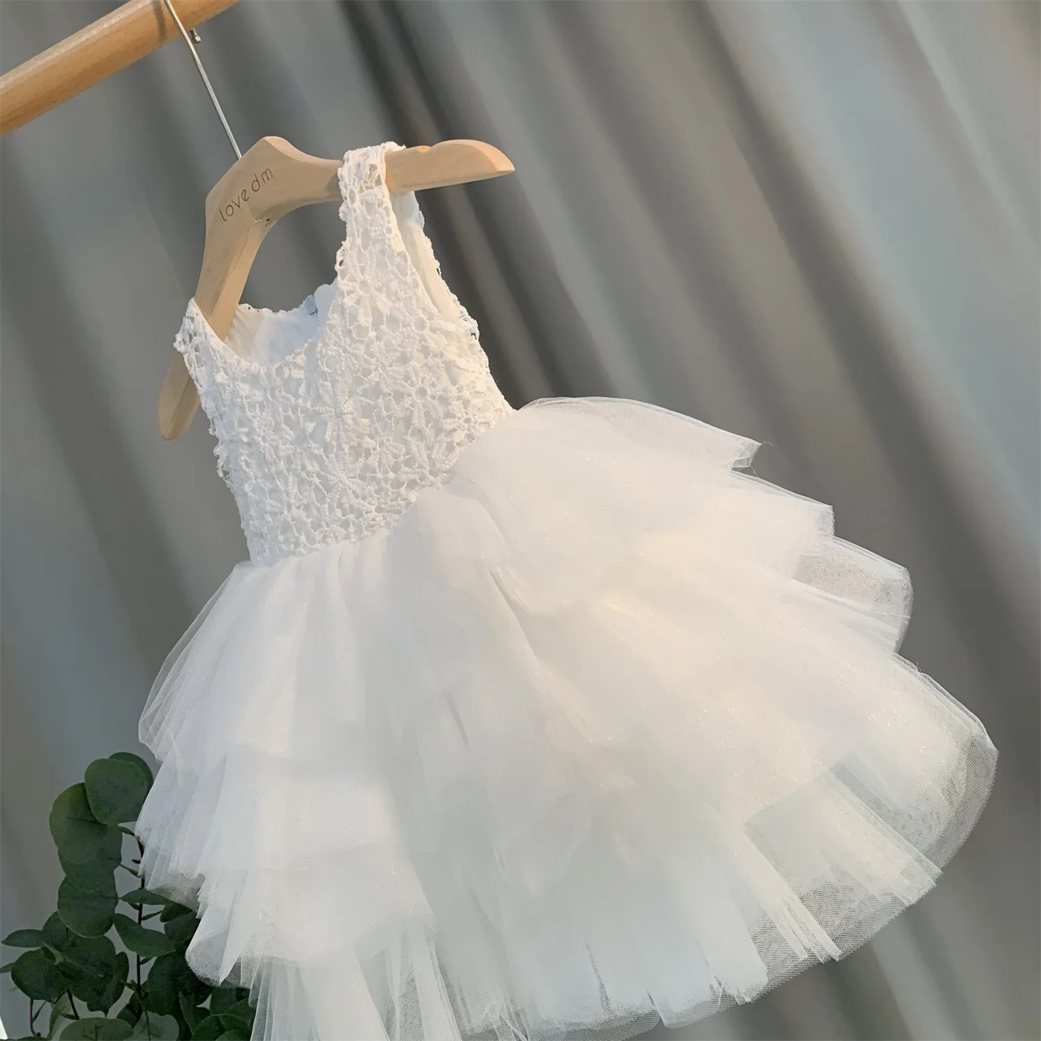 Robe princesse blanche à fleurs pour filles, avec veste, col rond, Robe de fête de concours, Mariage, première Communion, Enfant, 2022