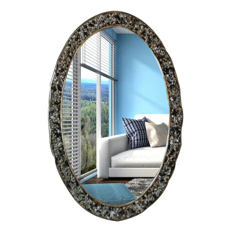 

Postmodern Bedroom Retro Decorative Mirrors Makeup Nordic Handicraft Metal Decorative Mirrors Oval Luxury Room Decor