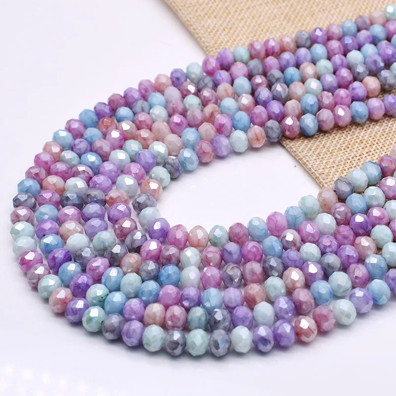 6mm 92pcs/lot Rondelle Crystal Glass Beads Color Faceted Loose Spacer Glass Beads for Jewelry Making DIY Necklace