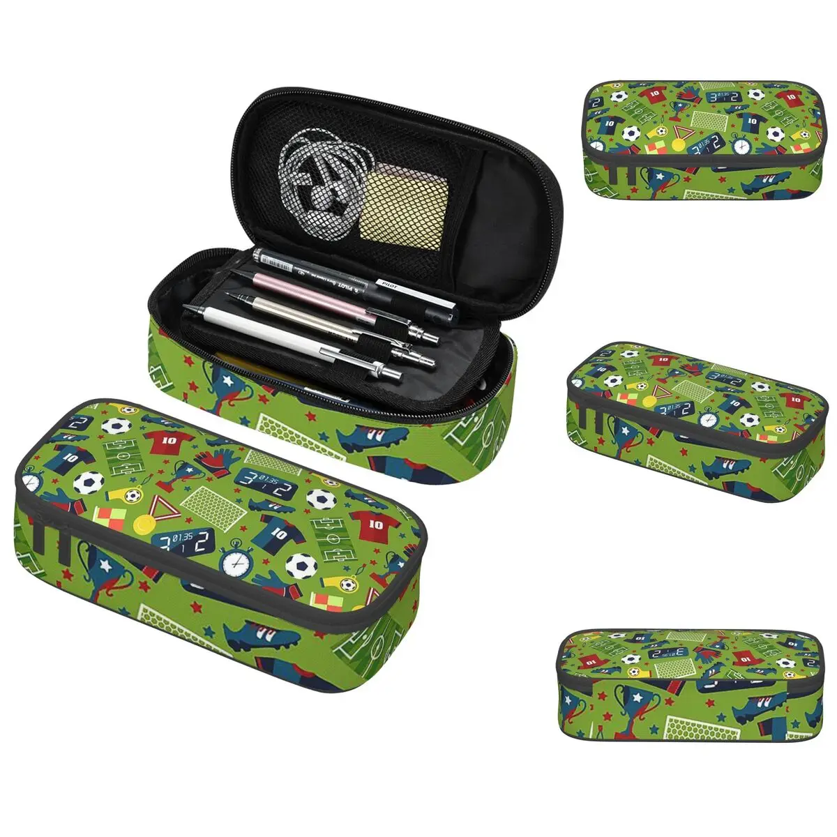 Soccer Football Element Sport Pattern Pencil Case for Boy Girl Gifts Pen Box Pencil Bag Stationery Supplies Pen Holder Bag