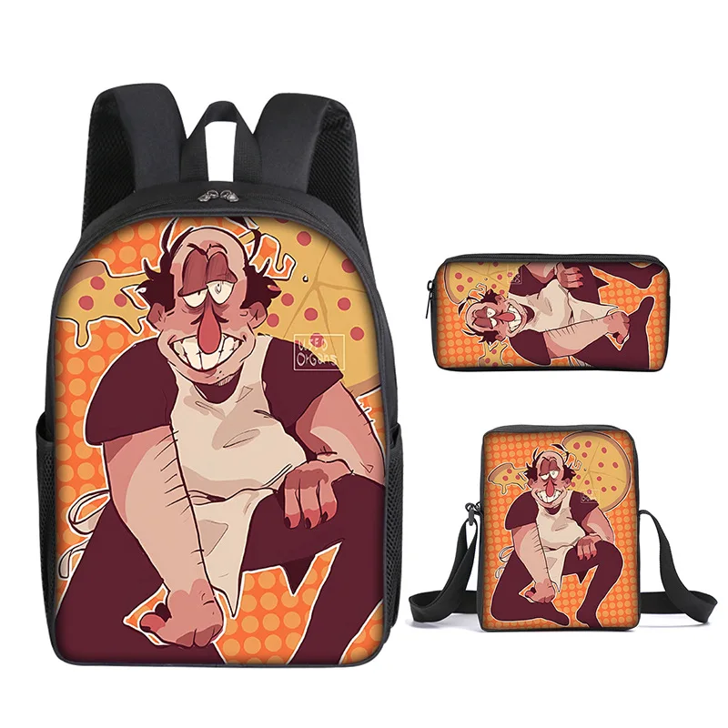 Popular Youthful Novelty pizza tower 3D Print 3pcs/Set Student Travel bags Laptop Daypack Backpack Shoulder Bag Pencil Case