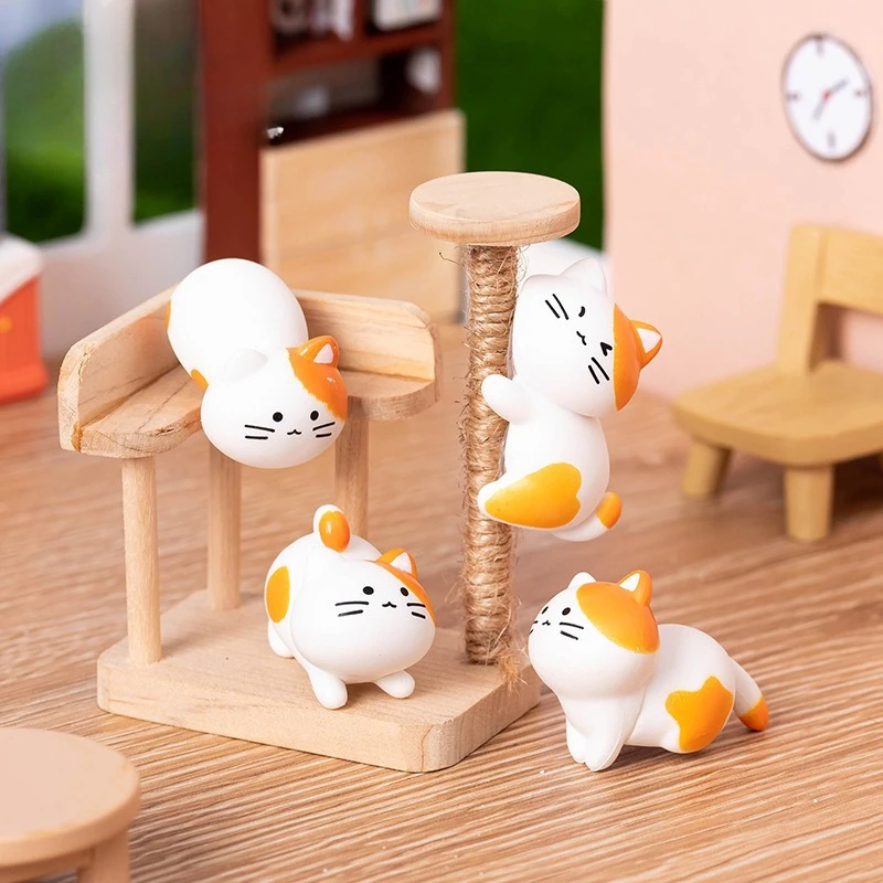 8pc Funny Cute Orange Cat Animal Car Decoration Pvc Craft Miniature Figure Tiny for Bonsai Microlandscape Fairy Garden Decor