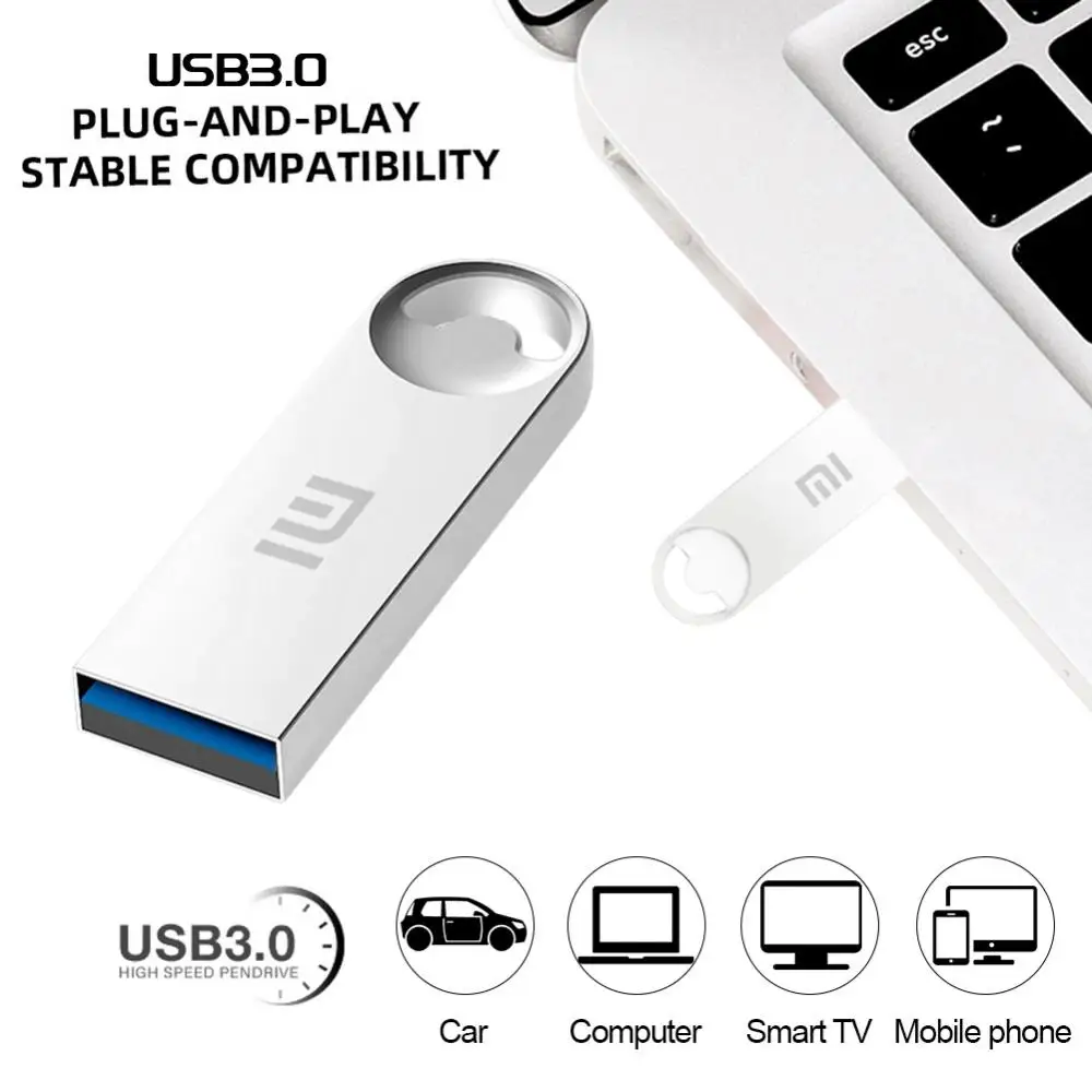 샤오미 USB 플래시 드라이브 3.0, 고속 전송 금속 펜드라이브, 휴대용 USB 메모리 저장 장치, U 디스크 방수 어댑터, 1TB, 2TB