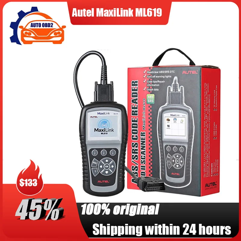 Autel Maxilink Ml619 ABS/SRS + CAN OBD2 Diagnostic Scan Tool Auto Code Reader Automotive Escaner OBDII Diagnostic Full Function