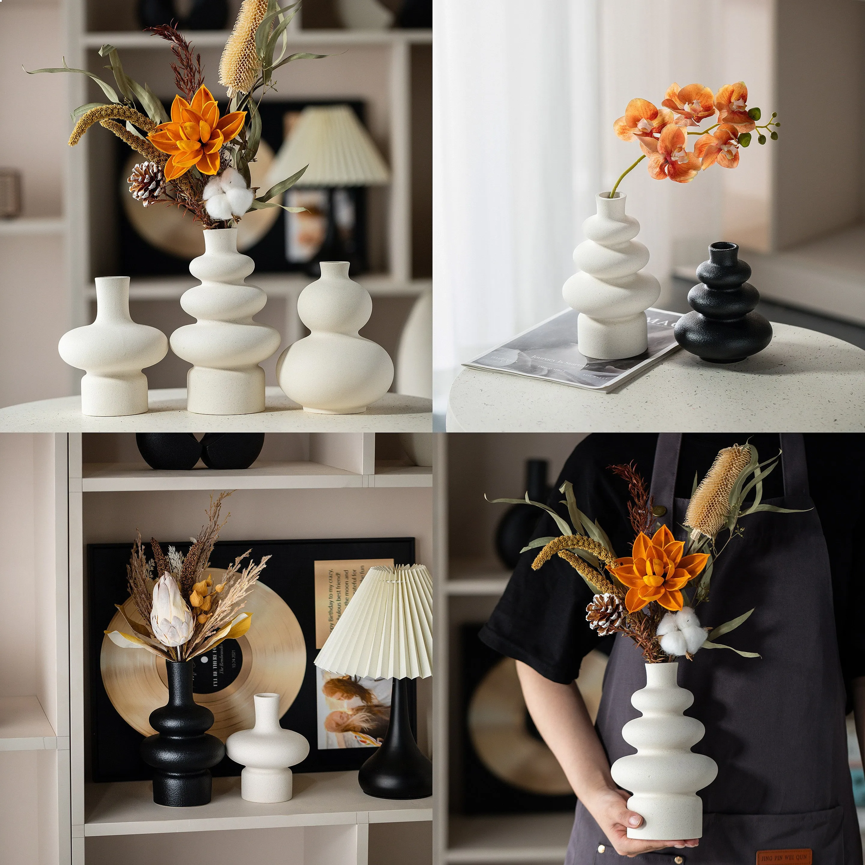 Creative Ceramic Gourd Vase Elegant Flower Arrangement for Table Decoration Wedding Party Home Decor