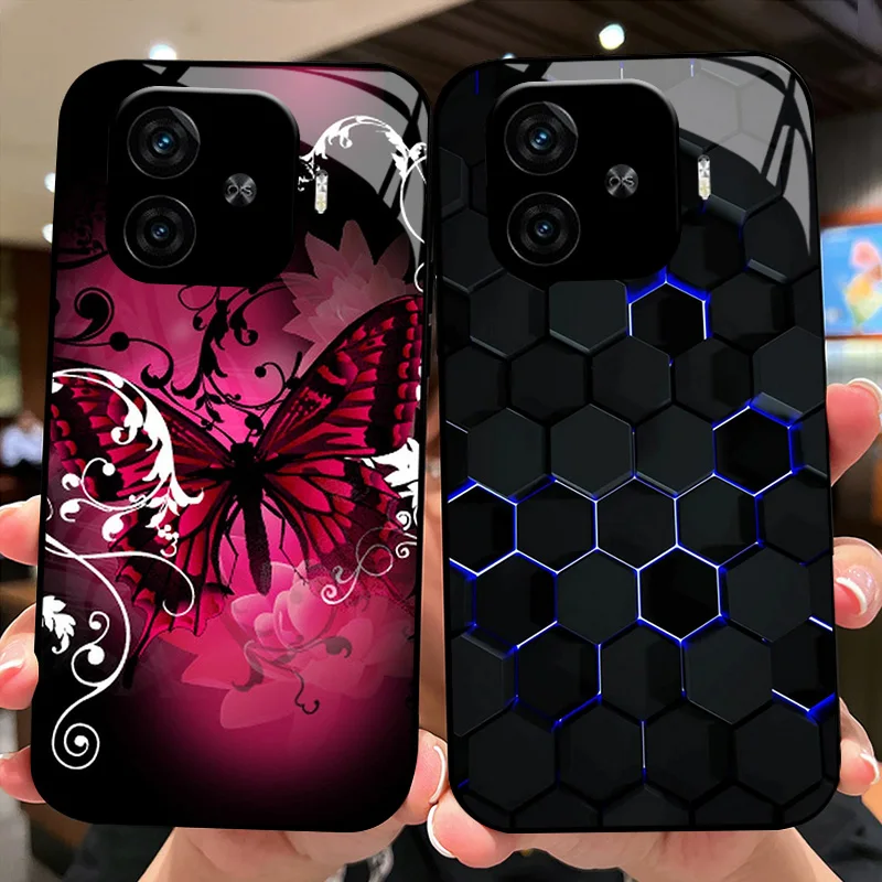 

Чехол для телефона VIVO iQOO Z9 Turbo, чехлы из закаленного стекла для iQOO Z9 Turbo 5G, чехлы с черной рамкой, защитный чехол, чехол