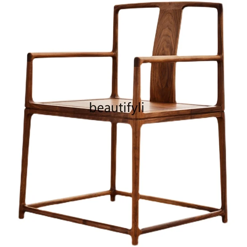 

North American black walnut leisure armchair negotiation chair homestay zen new Chinese style