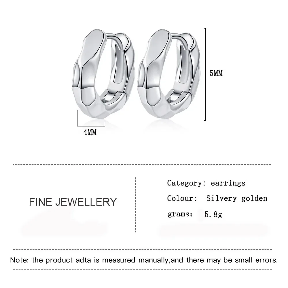 VIVILADY S925 Silver Texture Circle Hoop Earrings for Fashion Women Fine Jewelry Minimalist Accessories Wearable for Party