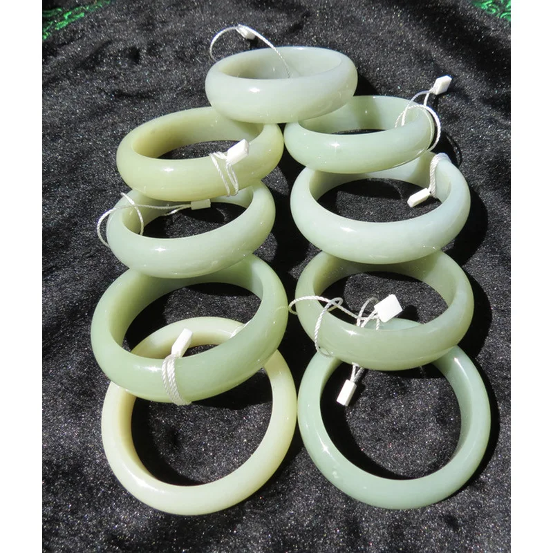 Hotan Oil-Glossy Green-White Jade Bracelet 54-60Mm Women'S Model