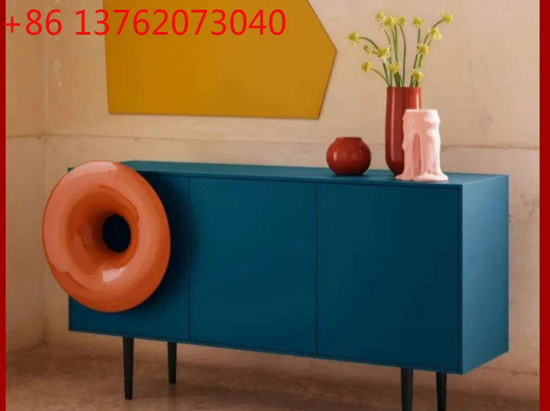 New Internet celebrity speaker dining side cabinet gray piano paint tea cabinet modern simplicity