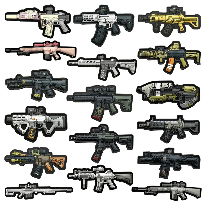 Submachine Q Version gun sniper rifle Patch hook distintivi in PVC Patch tattica in gomma morbida per borsa di abbigliamento accessori fai da te