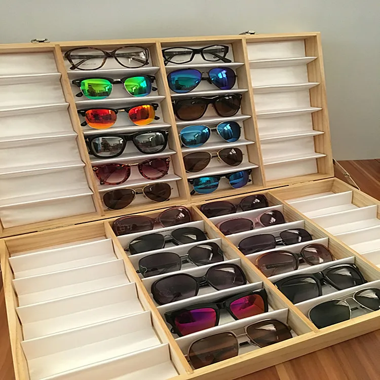 New double-sided display box, solid wood paint glasses display box, sunglasses display props container