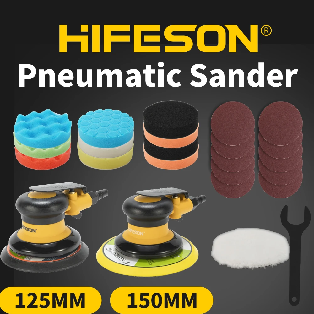 HIFESON Pneumatischer Exzenterschleifer, Luftschleifer, 125 mm/150 mm Vakuum-Exzenter-Polier-/Schleifmaschine, pneumatische Werkzeuge – Detail 1