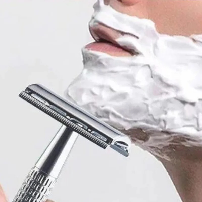 Men's Folding Straight Shaving Razor, Stainless Steel Barber Shaver for Facial Hair