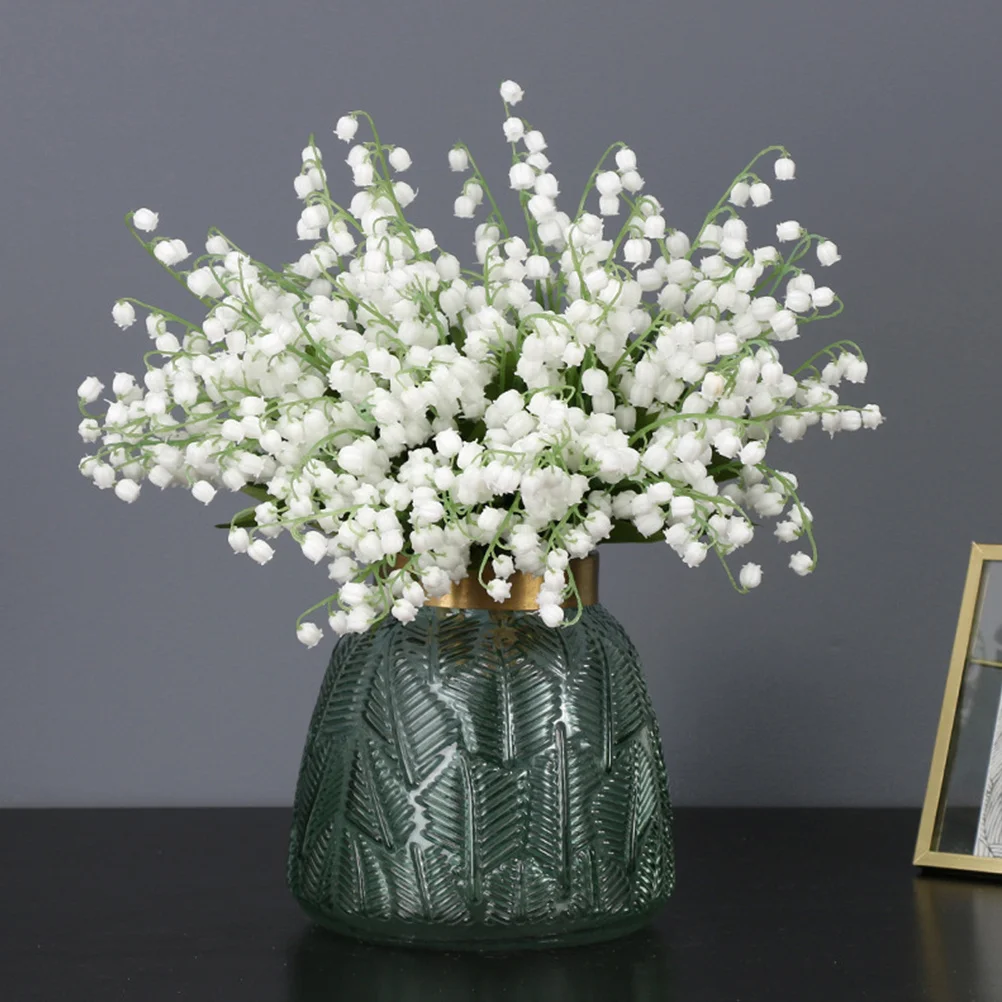 

6Pcs Artificial Lily of The Valley Flowers Realistic Simulation Fake Flowers for DIY Wedding Bouquets Home Office Decor Photo