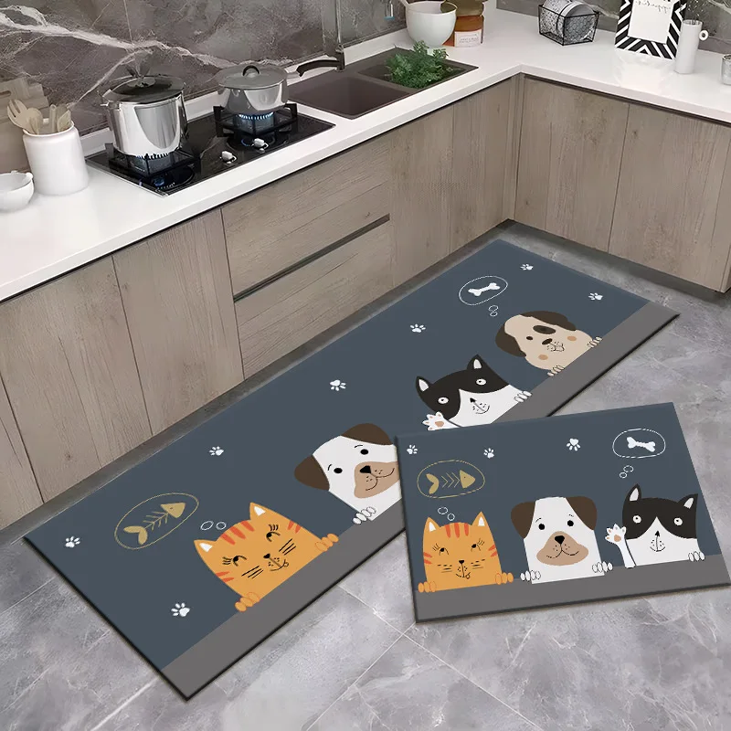 

Коврики для кухни VIKAMA с мультяшным рисунком, нескользящие, маслостойкие, бытовые, впитывающие, длинные коврики для ванной, декор для дома