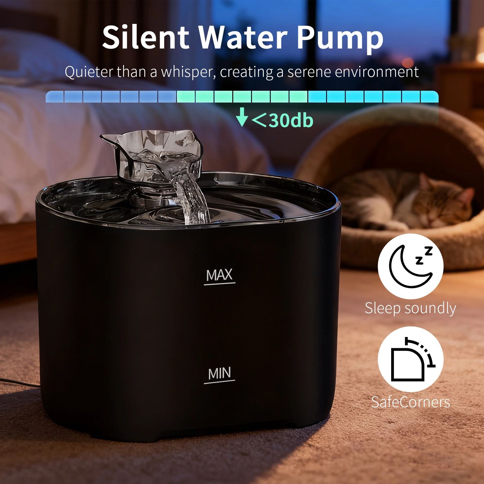 74,39 oz/2,2L, USB Elektrischer Geräuschloser Haustier-Trinknapf Automatischer Katzenbrunnen Wasserspender mit Filter Automatischer Katzenwasserspender – Detail 1