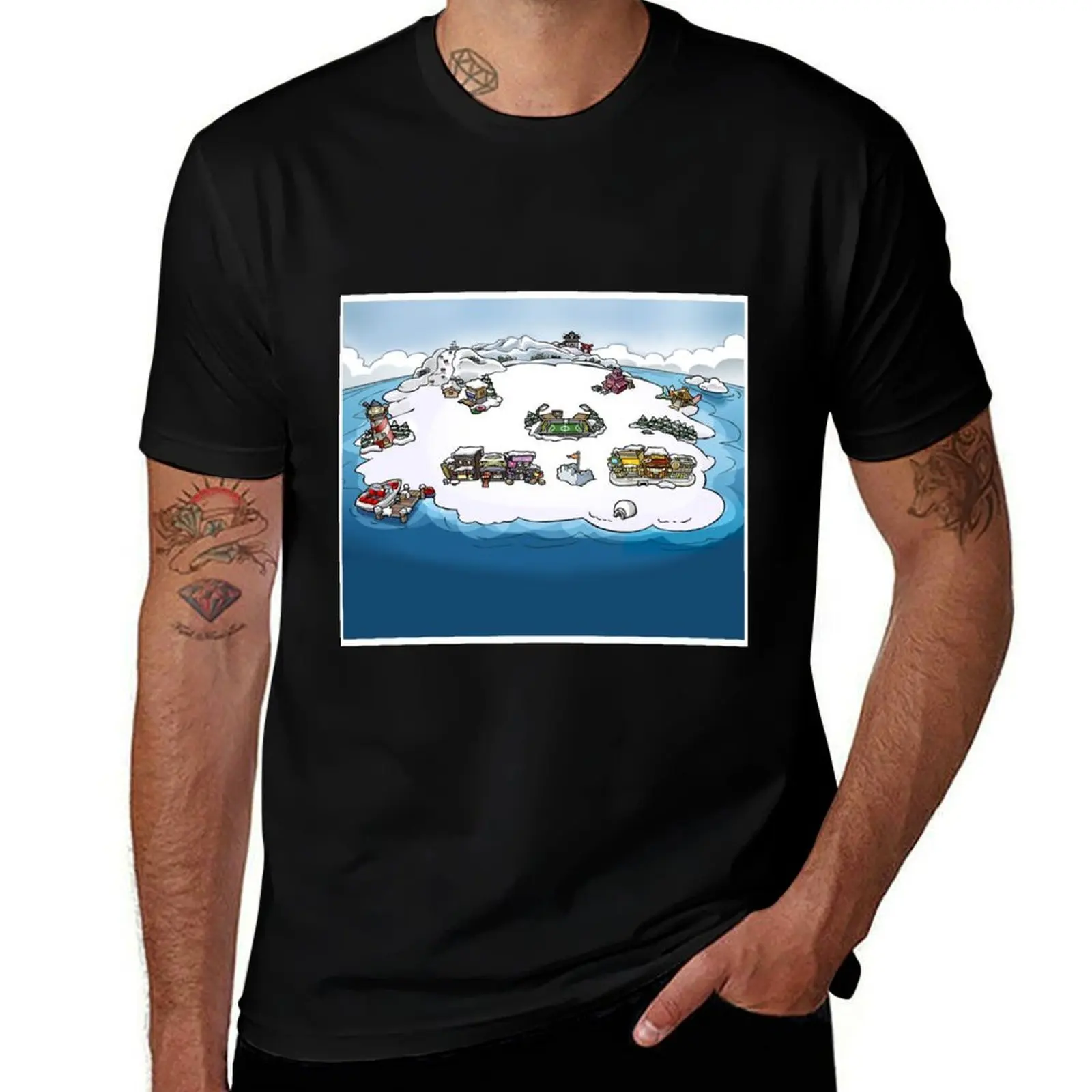 

Club Penguin Map T-Shirt Graphic Print Short Sleeve T-Shirt