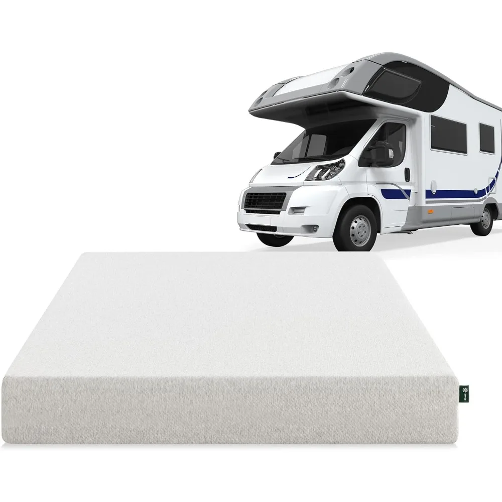 8 Inch Ultima Memory Foam Mattress, Short Queen Size for RVs, Fiberglass Free, Campers & Trailers, Mattress in A Box, White