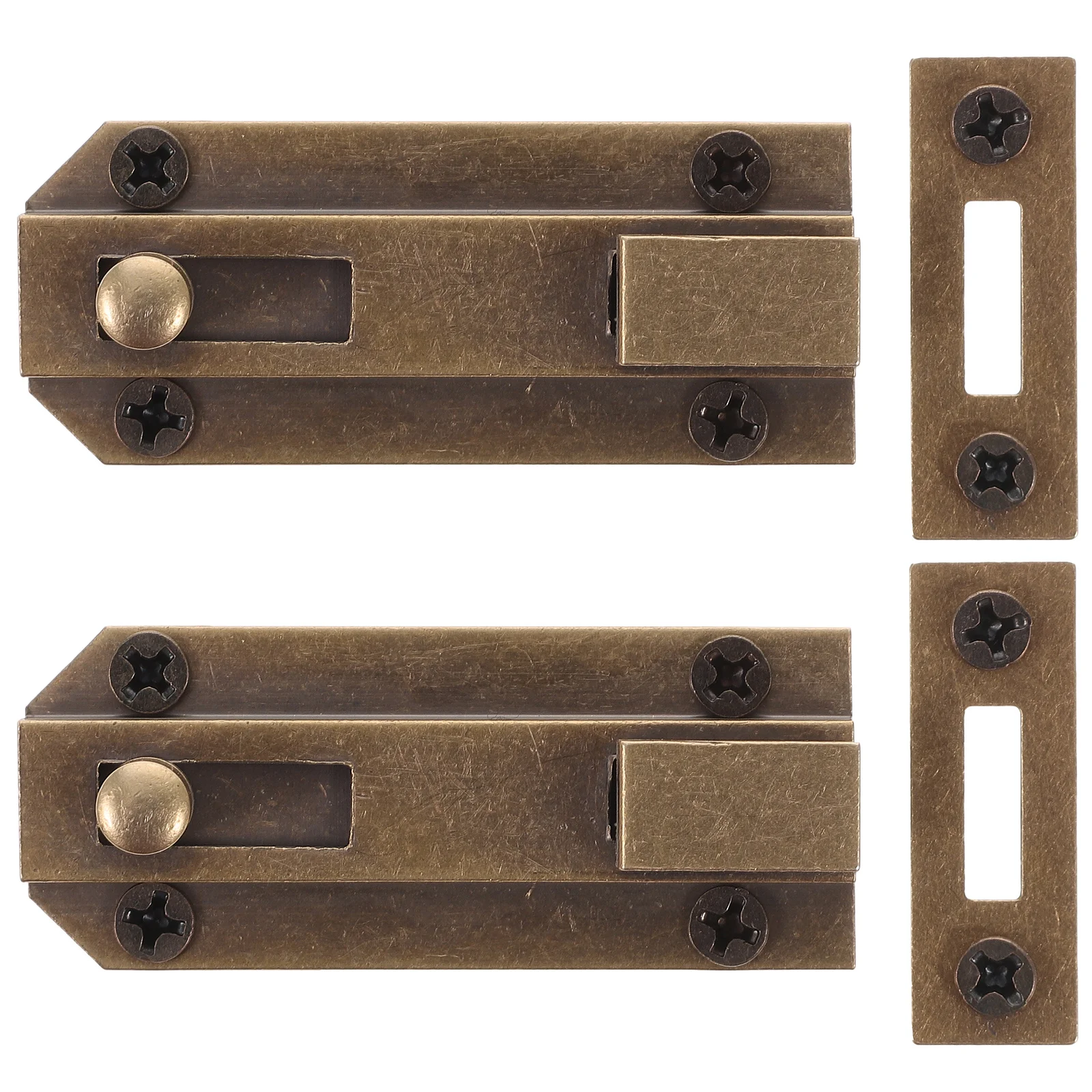 Boulon de porte en Bronze, serrure coulissante en laiton massif pour portes françaises, boulon affleurant, loquet de porte robuste, barre de sécurité pour porte coulissante, 2 pièces