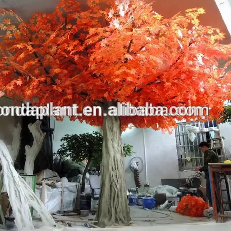 Fake Artificial Red Maple Tree with Maple Leaves Large Artificial Plants for Indoor Outdoor Decor - view 4