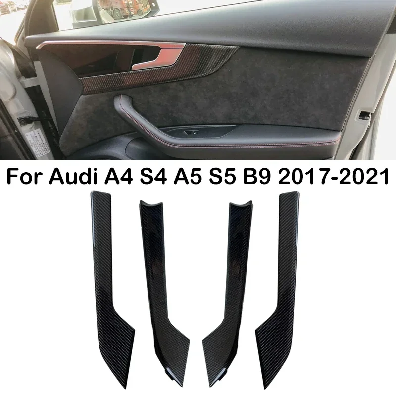 New！ For Audi A4 S4 A5 S5 B9 2017-2021 Real Carbon Fiber Front Rear Door Trim Interior Trim Modified Decorative Panel Strip 8W08