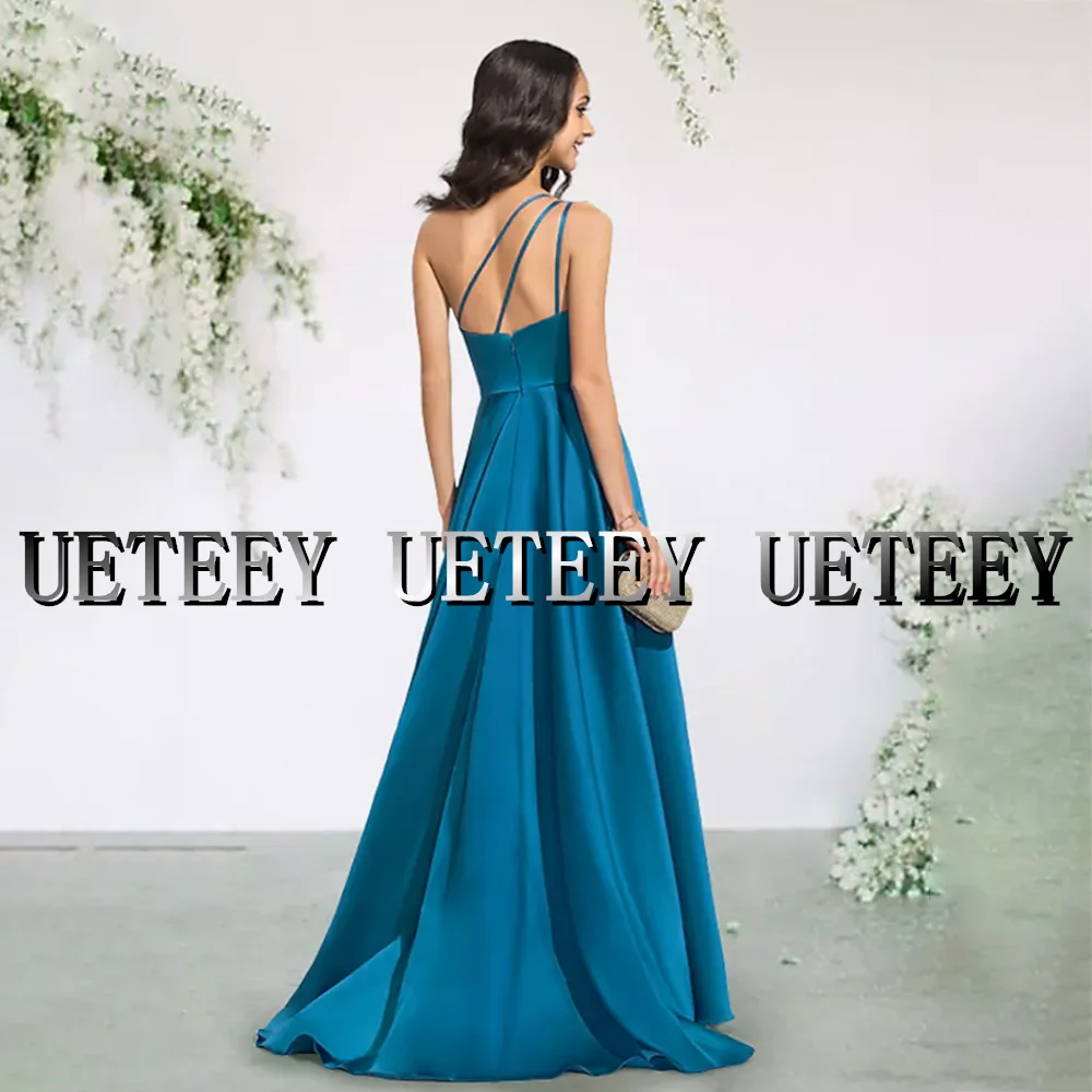 UETEEY-vestido de dama de honor elegante, prenda de vestir con pliegues, abertura frontal, un hombro, sin mangas, 2022