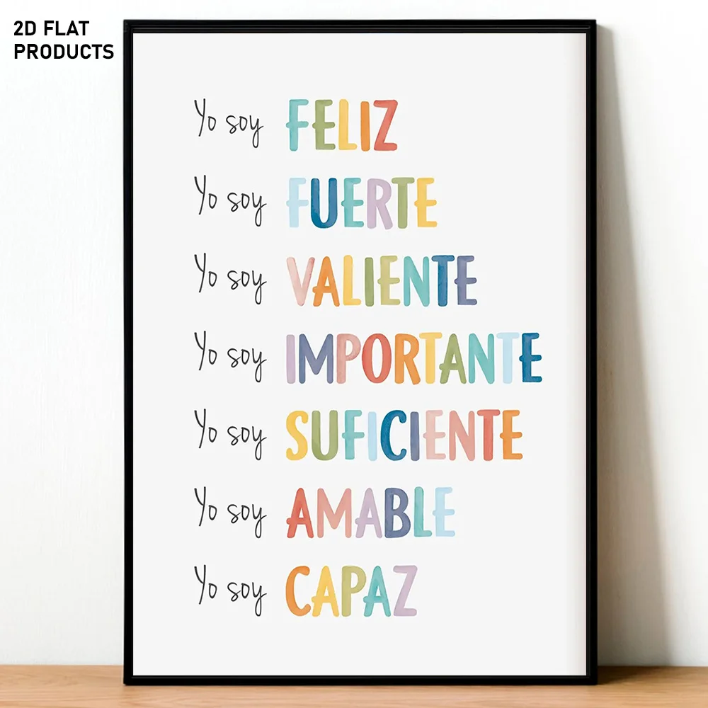 1pc, 2D Flat Frameless Spanish Affirmation Poster: Psychology Office Decor, School Counselor Print, Mental Health, Daily Remi