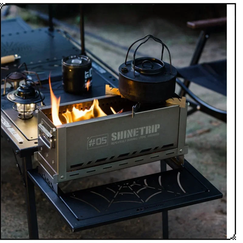 Multi-fungsional Stainless Steel Camping Brazier IGT setengah Unit kompor arang luar ruangan lipat pembakar api unggun tungku