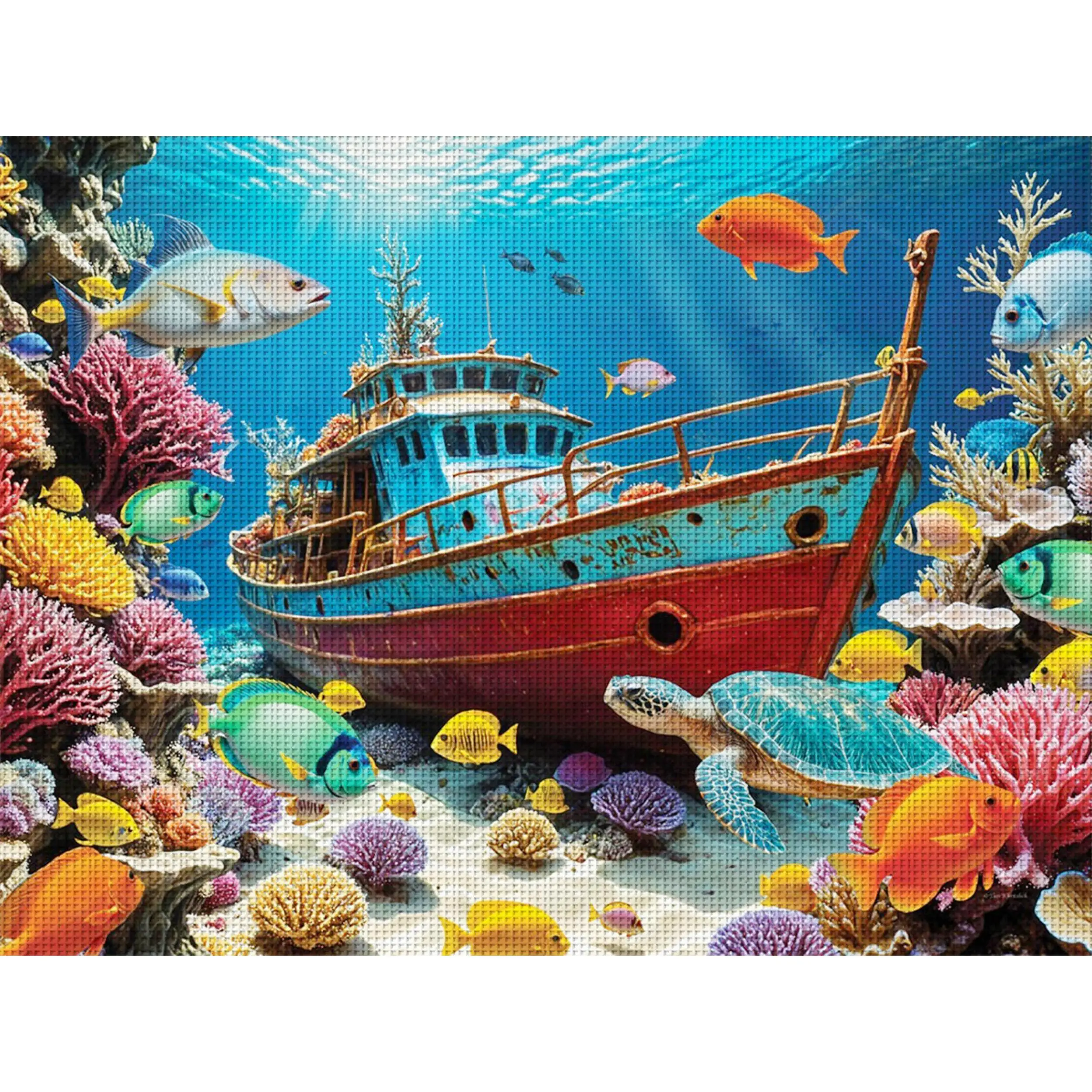 

Набор для вышивания крестиком «Потерянный корабль в коралловом рифе» 11CT, для декора стен и подарков, ручная работа, без рамки (полуфабрикат), 36x46 см/14.17x18.11 дюймов