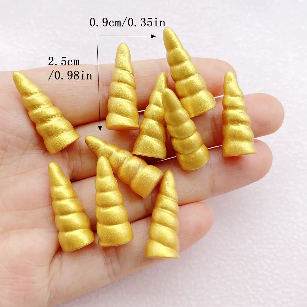 10Pcs New Cute Resin Cartoon Golden Unicorn Horn Series Flat Back Scrapbooking DIY Jewelry Craft Decoration Accessories