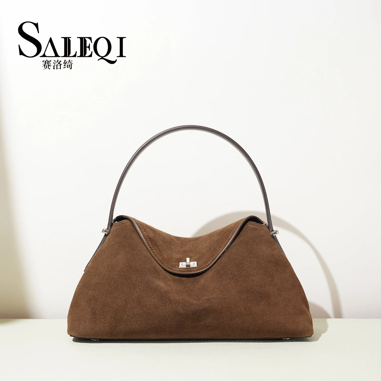 

Autumn Winter All-match Bowling Tote Matte Suede Cowhide Leather Women's Shoulder Crossbody Bag Ladeis Genuine Grade Handbag New