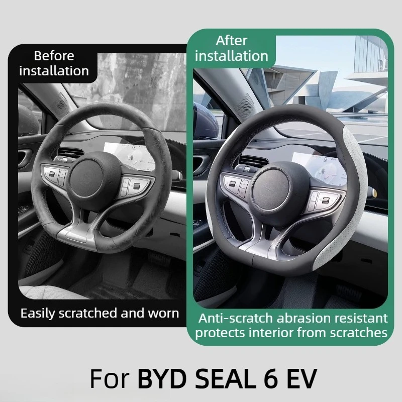 For BYD SEAL 6 EV Steering Wheel Cover Anti Slip Sweat Absorbing Breathable Handle Protector Interior Modification Accessories
