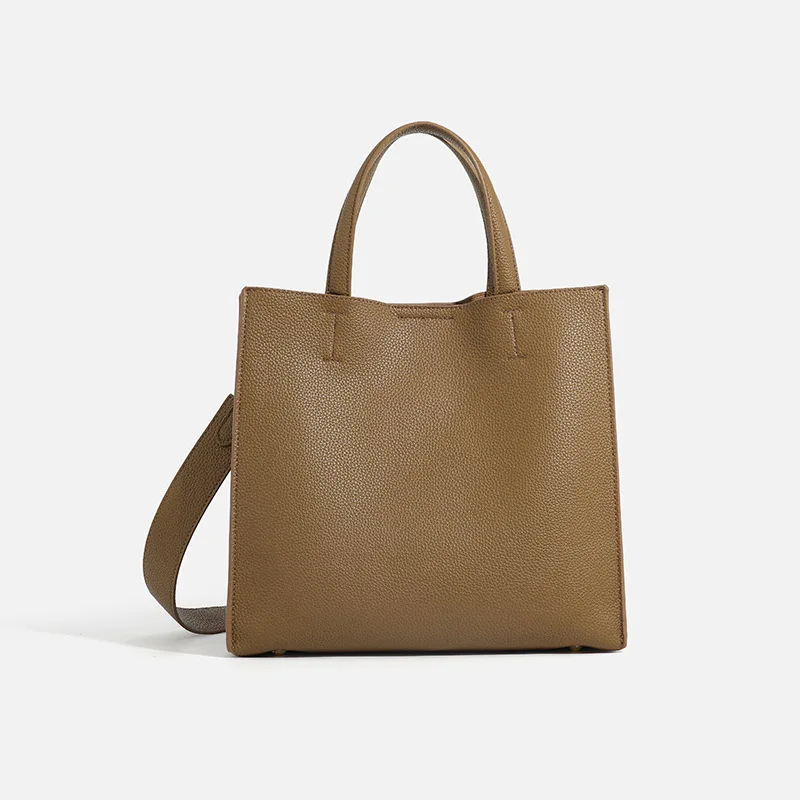 

Soft Leather Tote Bag Stylish Women's Shoulder Purse, Spacious Crossbody Bag with Detachable Strap, Minimalist Work Commuter Bag