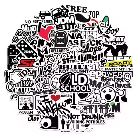 50PCS Funny JDM DIY Graffiti Stickers Water Bottle Laptop Mobile Phone Skateboard Kids Adult Stickers