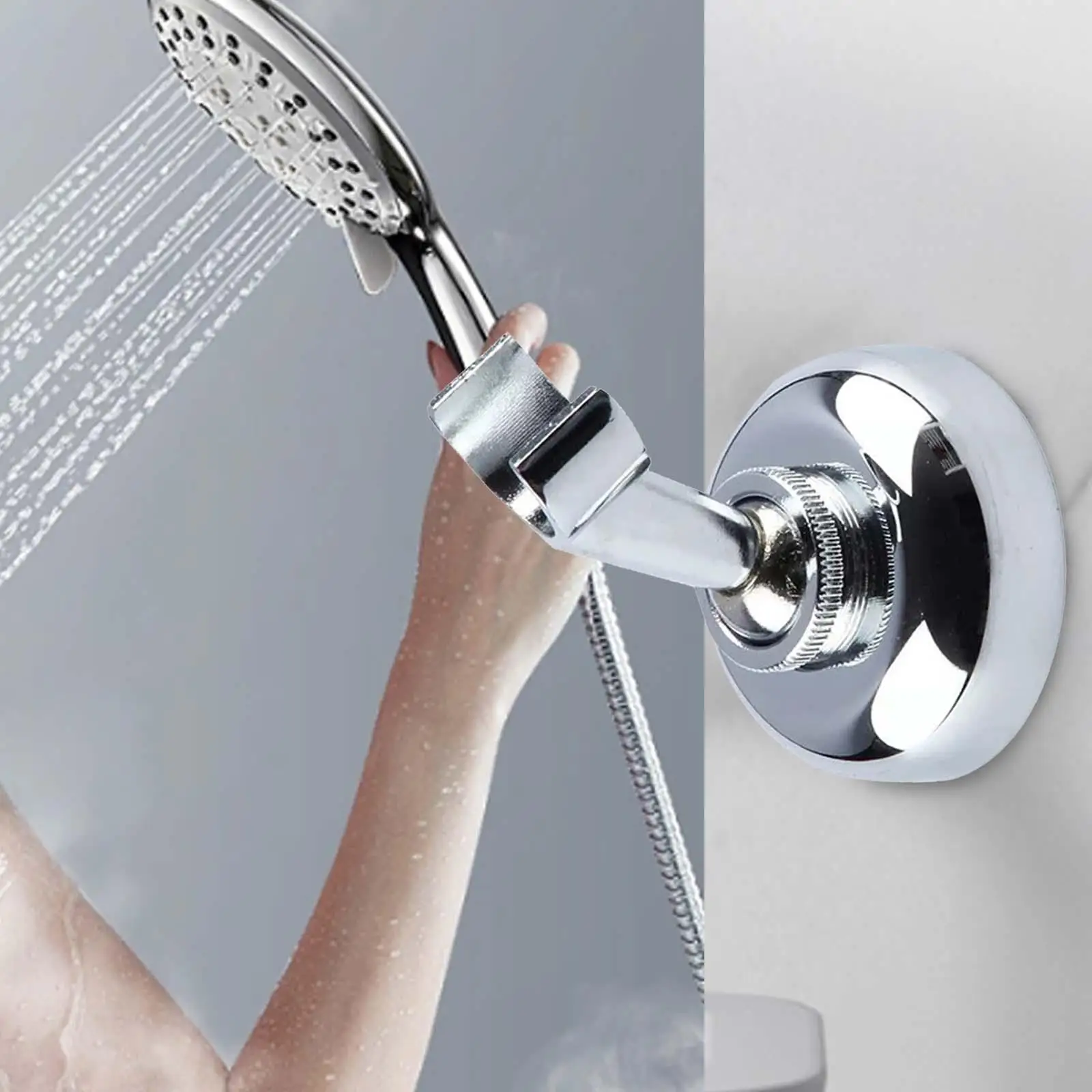 Hand Shower Holder Zinc Alloy Wall Mounted Handheld Adjustable Angle Bathroom Fitting Wall Shower Accessories Shower Holder