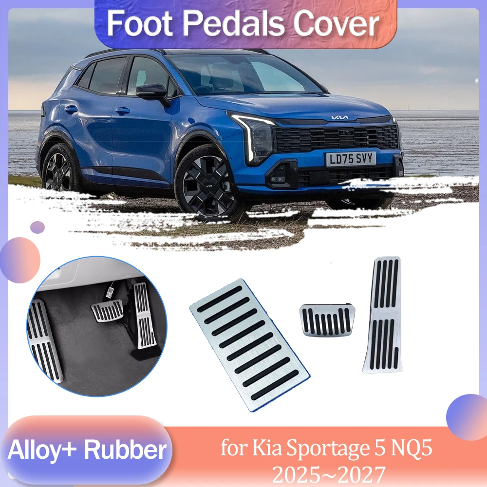 Car Gas Brake Pedal for Kia Sportage 5 NQ5 GT-Line 2025~2027 Rubber Anti-Slip Alloy Footrest Foot Pedals Cover Part Accessories