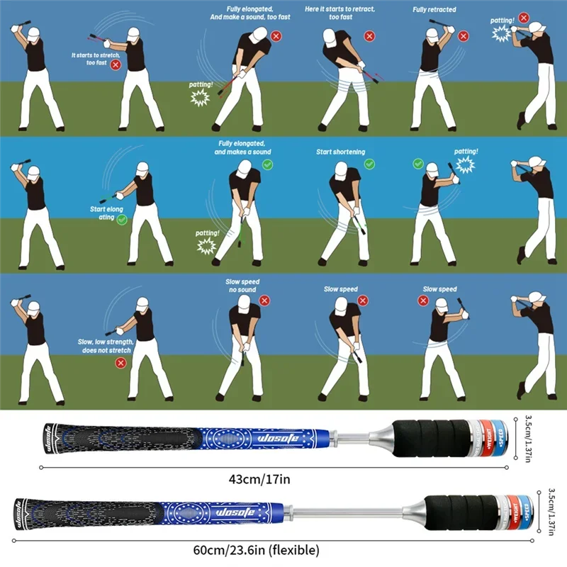 A08E-WOSOFE تلسكوبي جولف سوينغ المدرب عصا قابل للتعديل الوزن جولف سوينغ سرعة الداعم العصي جولف مصحح الوضعية المعونة Dur #6