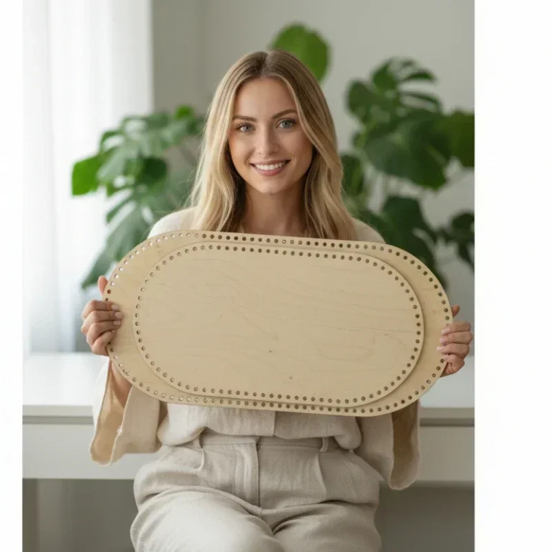 2026 new model 45cmx24.3cm4.5mm baby cradle wooden bottom plywood crochet base moses basket wood bottom for crochet view 4