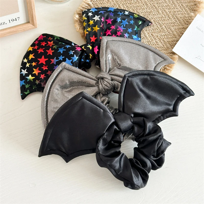 Halloween Bat Wing Bow anello per capelli intestino crasso ragazze Sweet Cool Hair Rope per le donne Party Cosplay copricapo divertente creativo