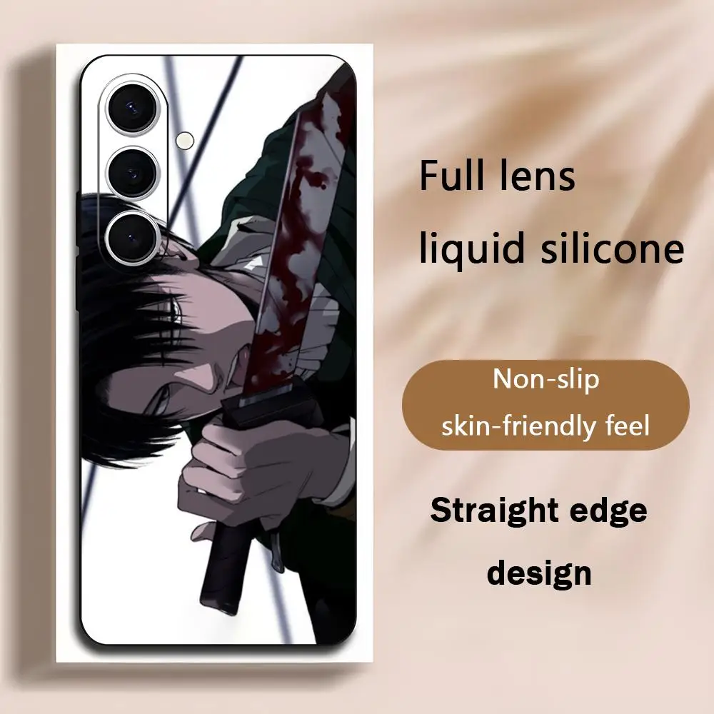 Hot Levi A-Ackerman Anime Cool Phone Case For Samsung Galaxy S25 S24 S23 S22 S21 S20 Plus Ultra Note20 Soft Black