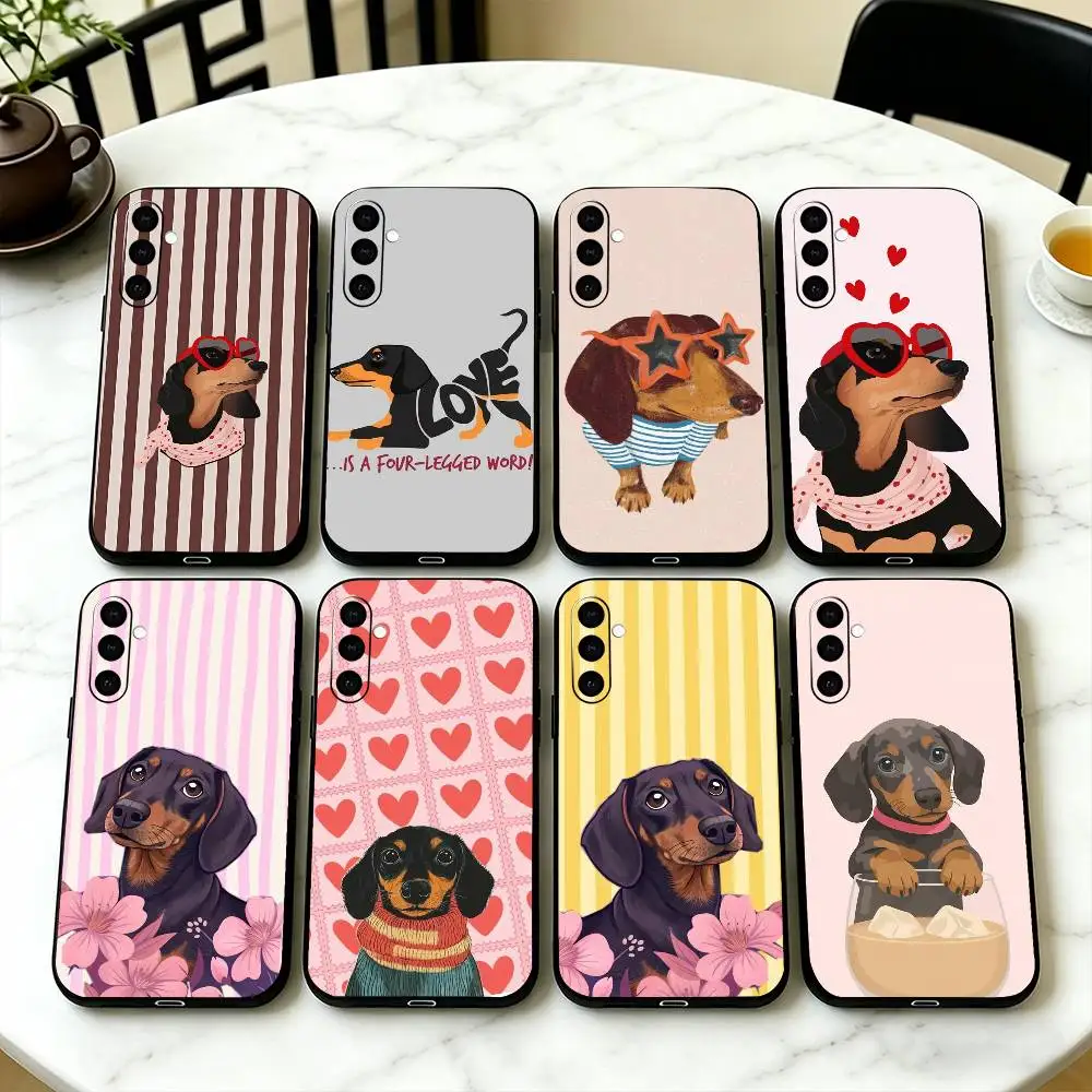 Cute Dachshunds-s Phone Case For Samsung Galaxy A73,A72,A71,A70,A53,A52,A51,Others Soft Black Cover
