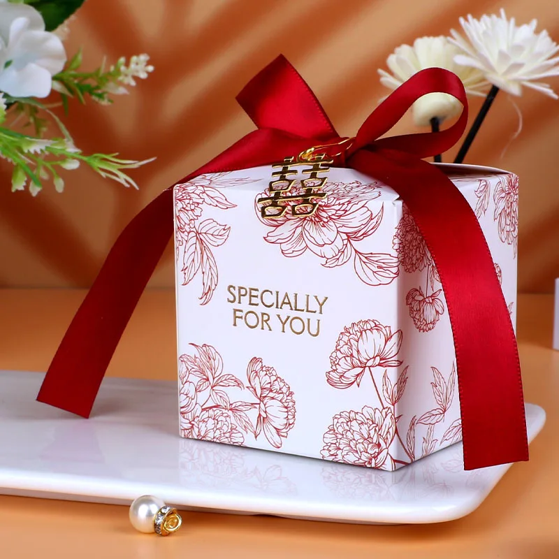 علبة هدايا الزفاف حلوى الشوكولاته وجبة خفيفة حزمة عيد ميلاد الأحمر والأخضر والشمبانيا حفل زفاف علب الهدايا 50 قطعة #3